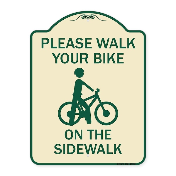 Pavement Stencil Please Walk Your Bike on Sidewalk Heavy-Gauge Alum Sign, 24" x 18", TG-1824-23338
